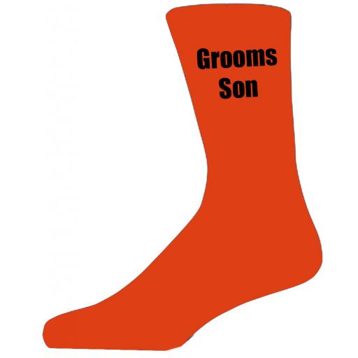 Orange Wedding Socks with Black Grooms Son Title Adult size UK 6-12 Euro 39-49