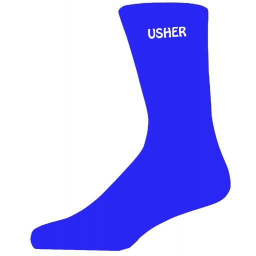 Simple Design Blue Luxury Cotton Rich Wedding Socks - Usher
