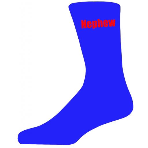 Blue Wedding Socks with Red Nephew Title Adult size UK 6-12 Euro 39-49