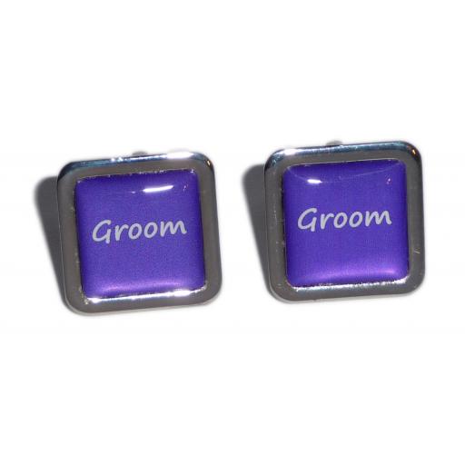 Groom Purple Square Wedding Cufflinks