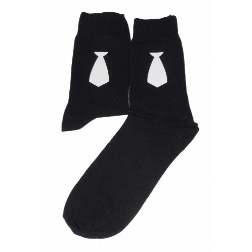 White Neck Tie on Socks, Great Novelty Gift Socks Luxury Cotton Novelty Socks Adult size UK 6-12 Euro 39-49