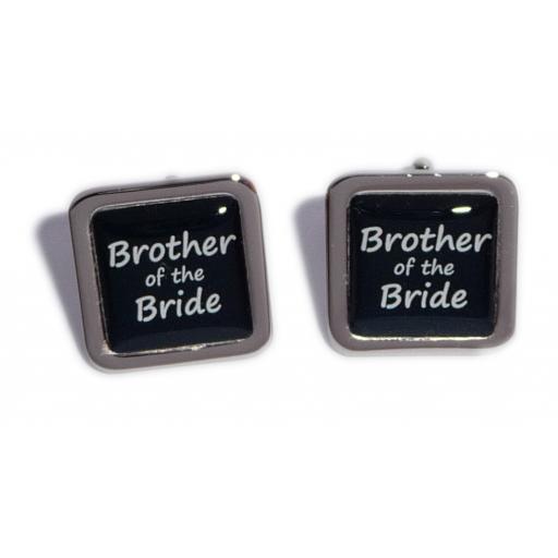 Brother of the Bride Black Square Wedding Cufflinks