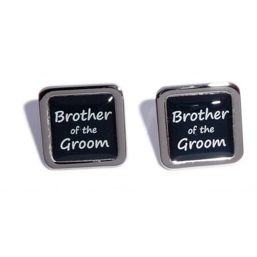 Brother of the Groom Black Square Wedding Cufflinks