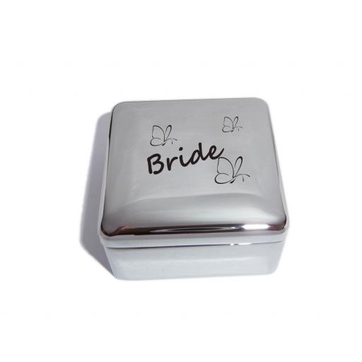 Bride Square Trinket Jewellery Box with Butterfly Design