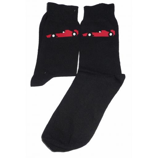 F1 Red Car Design Socks Great Novelty Gift Socks Luxury Cotton Novelty Socks Adult size UK 6-12 Euro 39-49