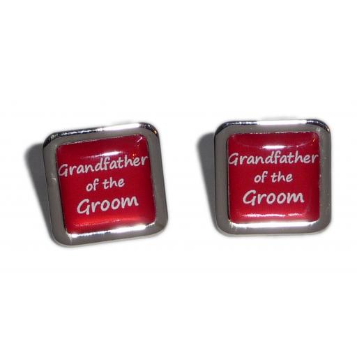 Grandfather of the Groom Red Square Wedding Cufflinks