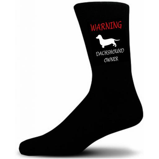 Black Warning Dachshund Owner Socks - I love my Dog Novelty Socks