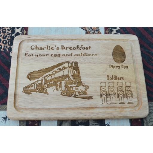 Breakfast Board - Personalised Train & Soldiers Breakfast Plate- Free Engraving