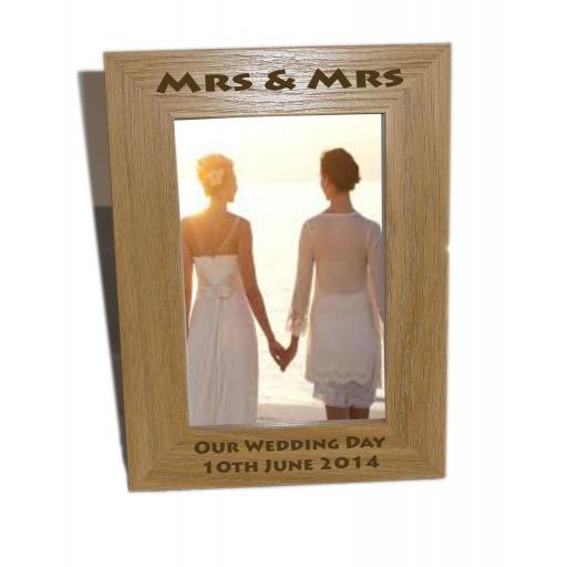 Mrs & Mrs Wooden Photo Frame 6x8 - Personalise This Frame - Free Engraving - Please email glamgifts50@yahoo co uk