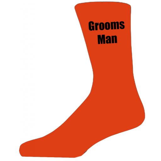 Orange Wedding Socks with Black Grooms Man Title Adult size UK 6-12 Euro 39-49