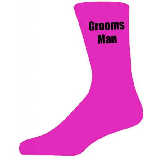 Hot Pink Wedding Socks with Black Grooms Man Title Adult size UK 6-12 Euro 39-49