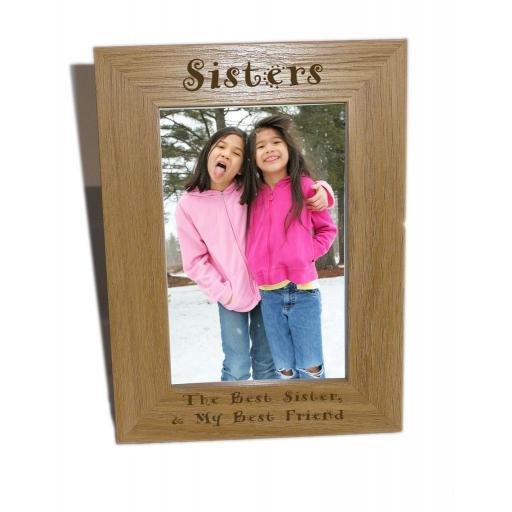 Sisters Wooden Photo Frame 6x8 - Personalise This Frame - Free Engraving - Please email glamgifts50@yahoo co uk