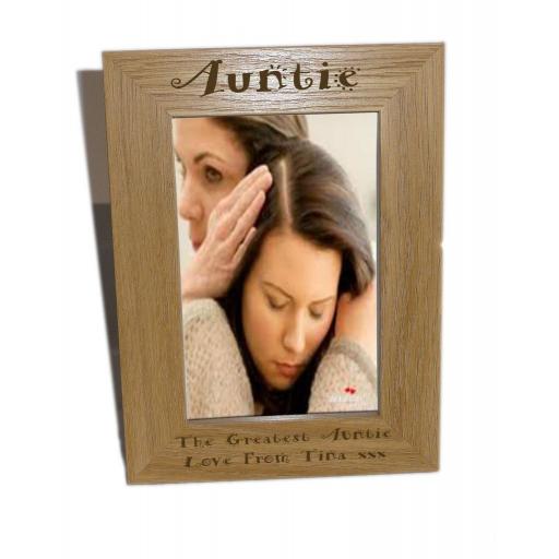 Auntie Wooden Photo Frame 6x8 - Personalise This Frame - Free Engraving - Please email glamgifts50@yahoo co uk
