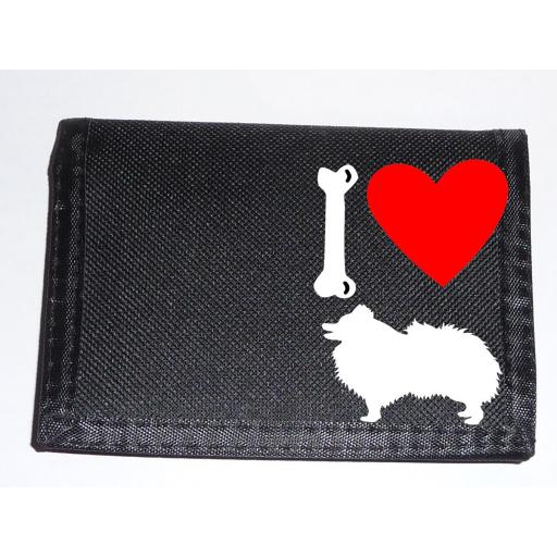 I Love Pomeranian Dogs on a Black Nylon Wallet, Stunning Birthday, Fathers Day or Christmas Gift